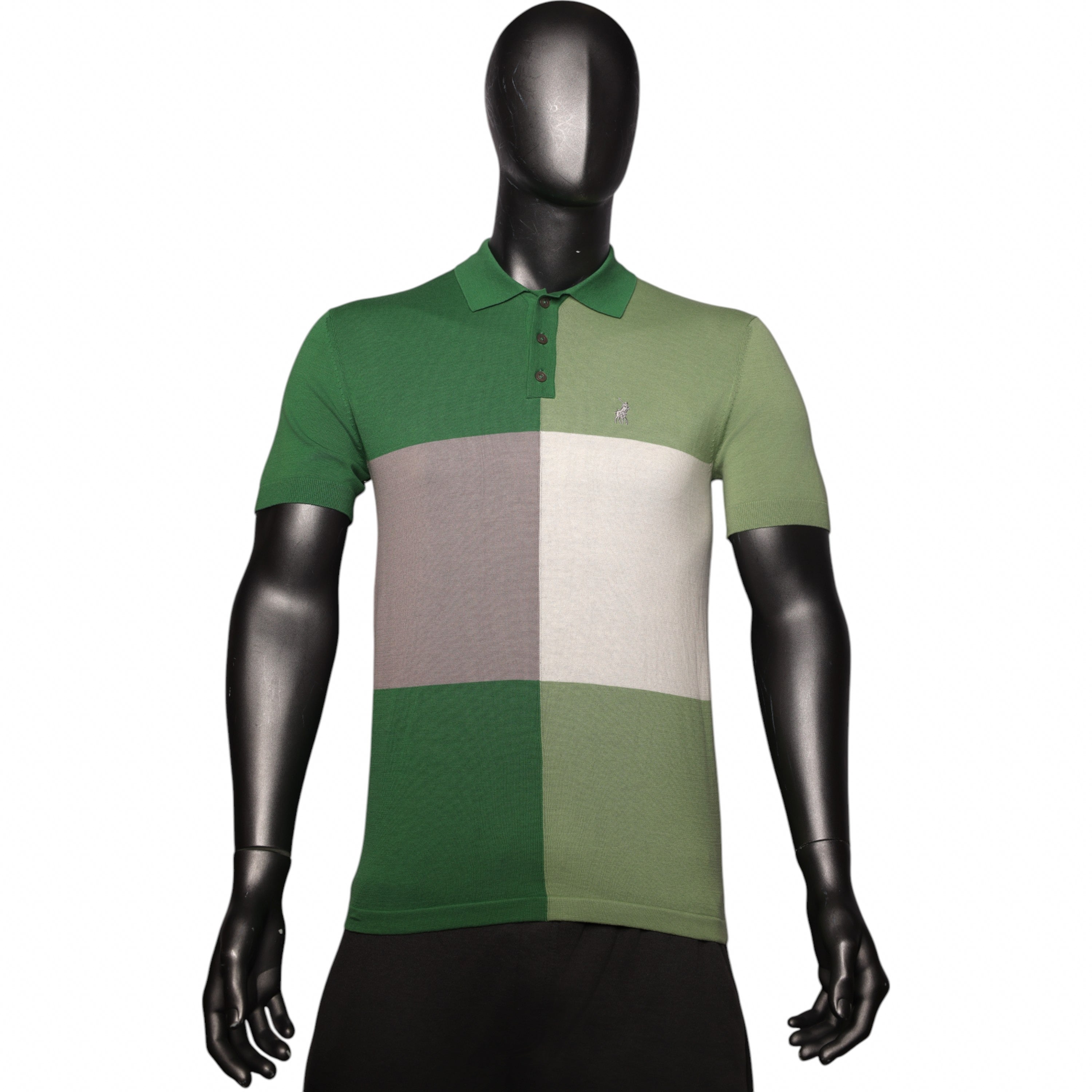 Polo Golfer Blocked Knit Green